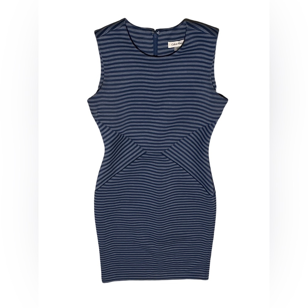 Calvin Klein Striped Sheath Dress Blue & Gray Size 4
